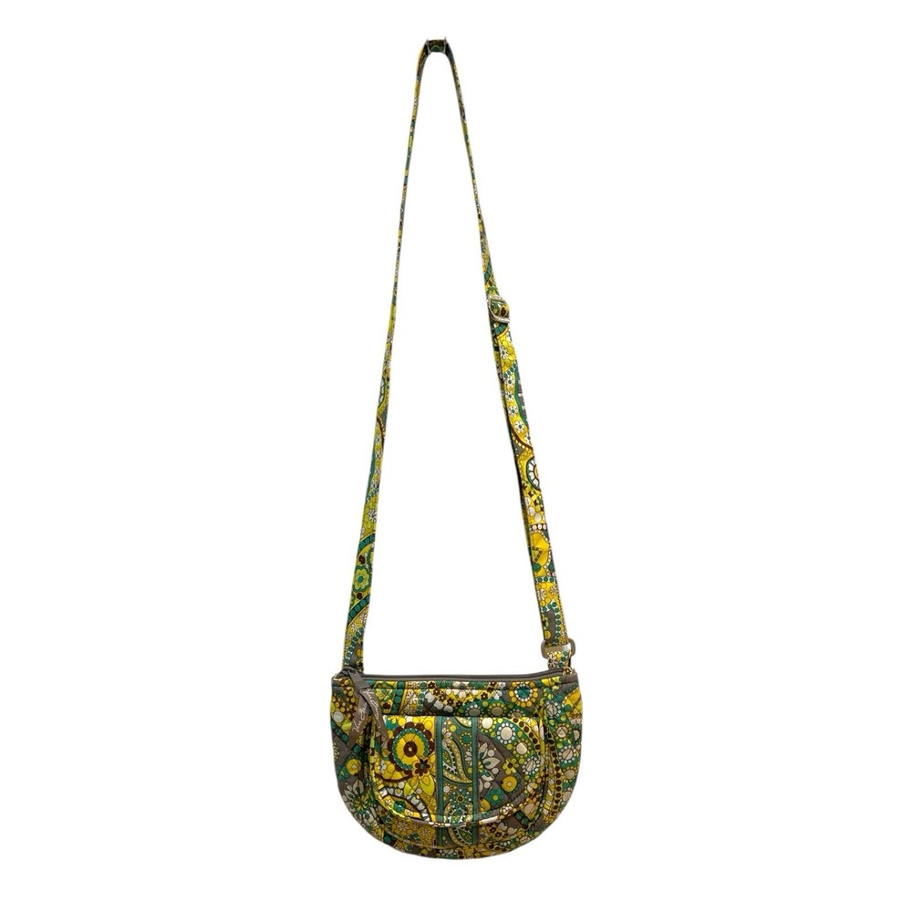 Vera Bradley Lizzy Crossbody Bag Purse Lemon Parfait Retired Paisley Floral - Picture 2 of 12
